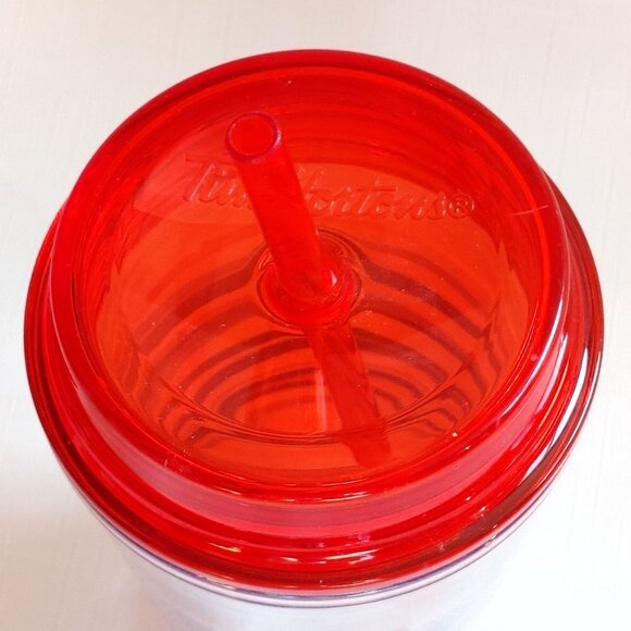 BRIGHT TIM HORTONS Cold Drink Tumblr 2014 16oz. / 475 ml FLAWS Double Walled - Picture 4 of 5